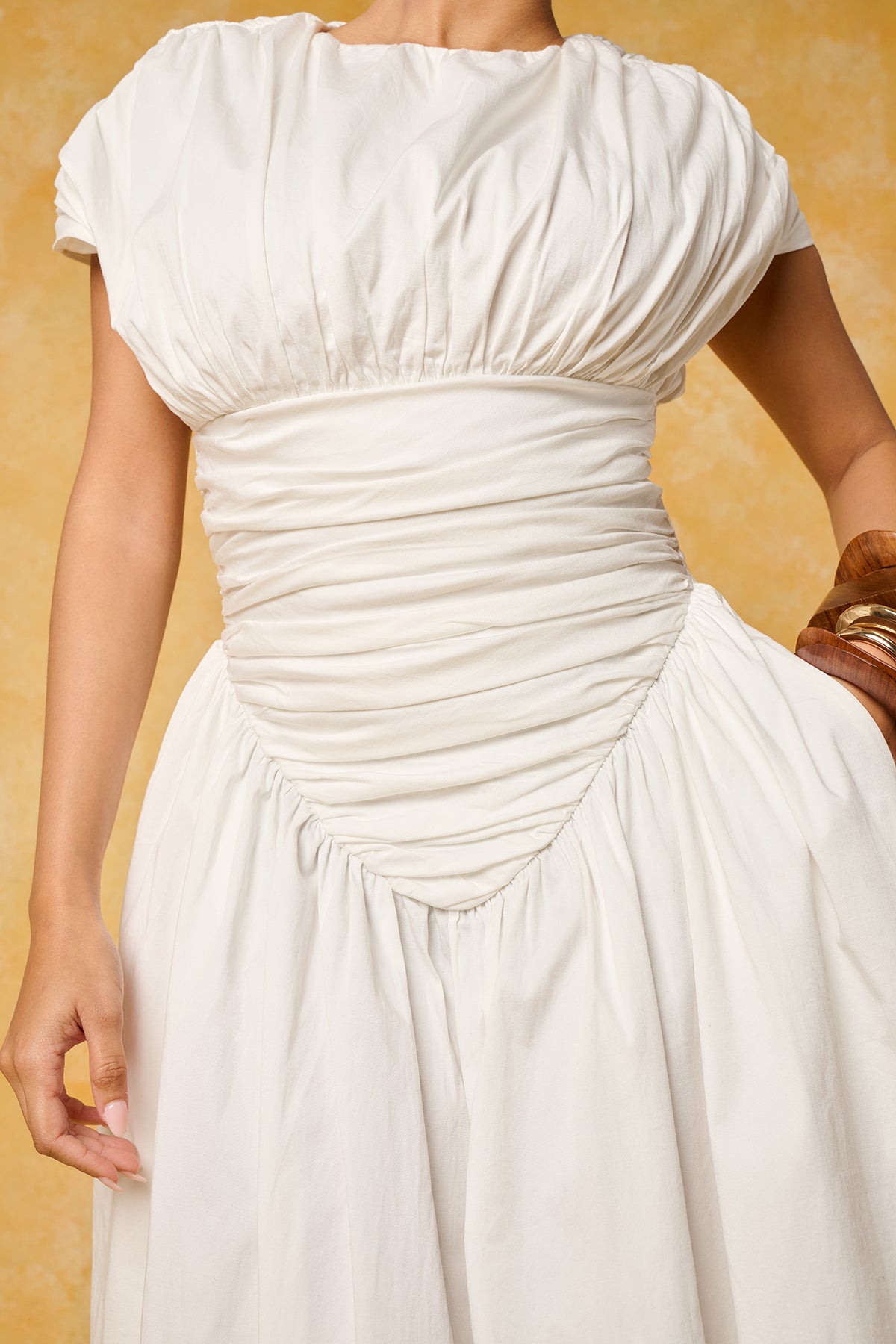 Adesuwa Ruched Cotton Long Dress (Buy 2 Free Shipping)