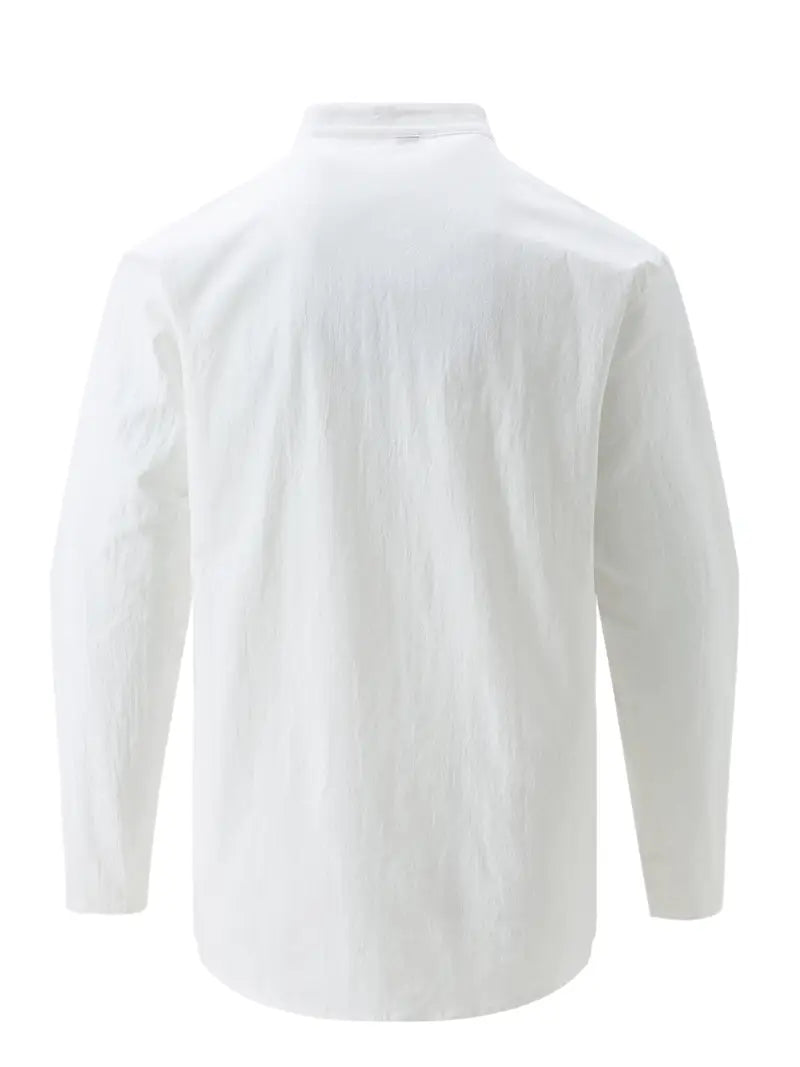 Hudson™ | Long-Sleeved Linen Shirt with Mandarin Collar