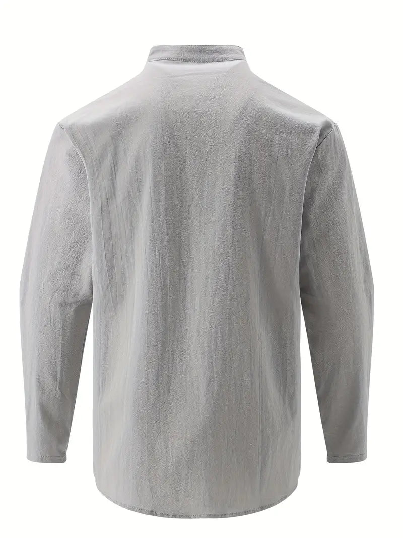 Hudson™ | Long-Sleeved Linen Shirt with Mandarin Collar