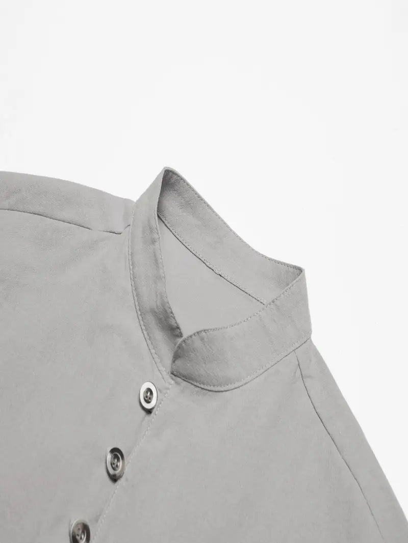 Hudson™ | Long-Sleeved Linen Shirt with Mandarin Collar