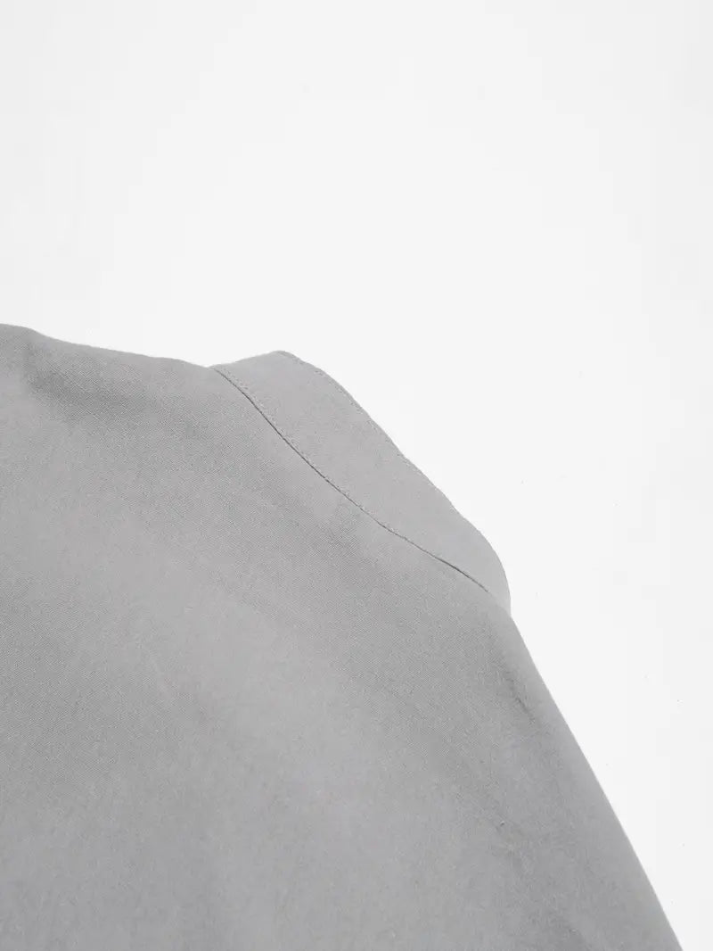 Hudson™ | Long-Sleeved Linen Shirt with Mandarin Collar