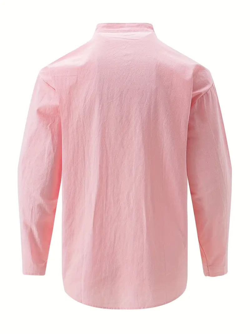 Hudson™ | Long-Sleeved Linen Shirt with Mandarin Collar