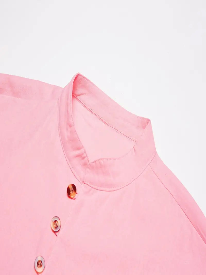 Hudson™ | Long-Sleeved Linen Shirt with Mandarin Collar