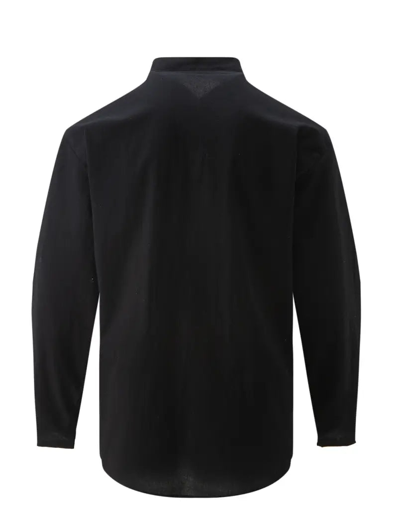 Hudson™ | Long-Sleeved Linen Shirt with Mandarin Collar