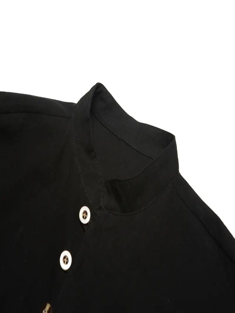 Hudson™ | Long-Sleeved Linen Shirt with Mandarin Collar