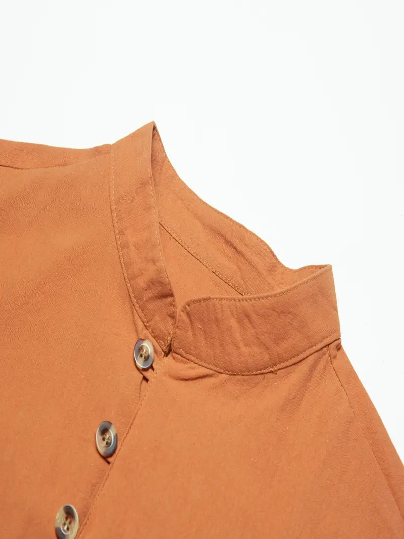 Hudson™ | Long-Sleeved Linen Shirt with Mandarin Collar