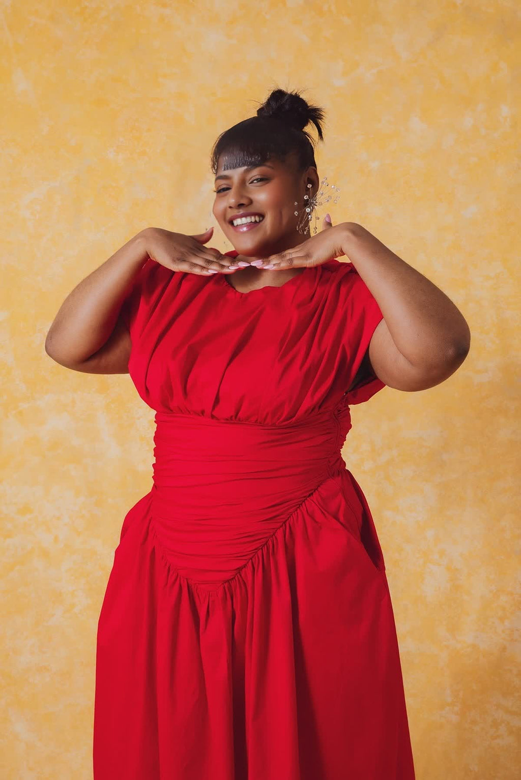 Adesuwa Ruched Cotton Long Dress (Buy 2 Free Shipping)