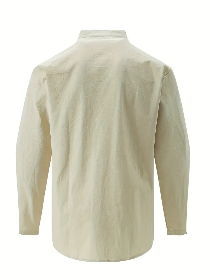 Hudson™ | Long-Sleeved Linen Shirt with Mandarin Collar