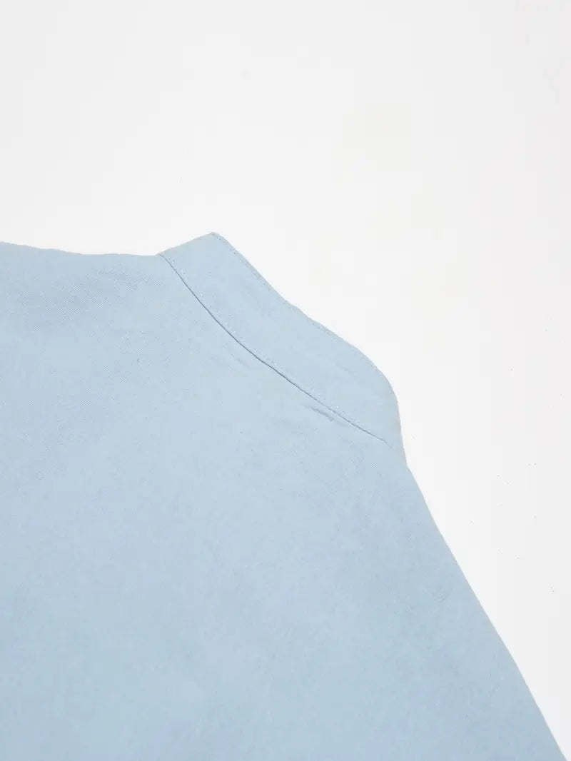 Hudson™ | Long-Sleeved Linen Shirt with Mandarin Collar