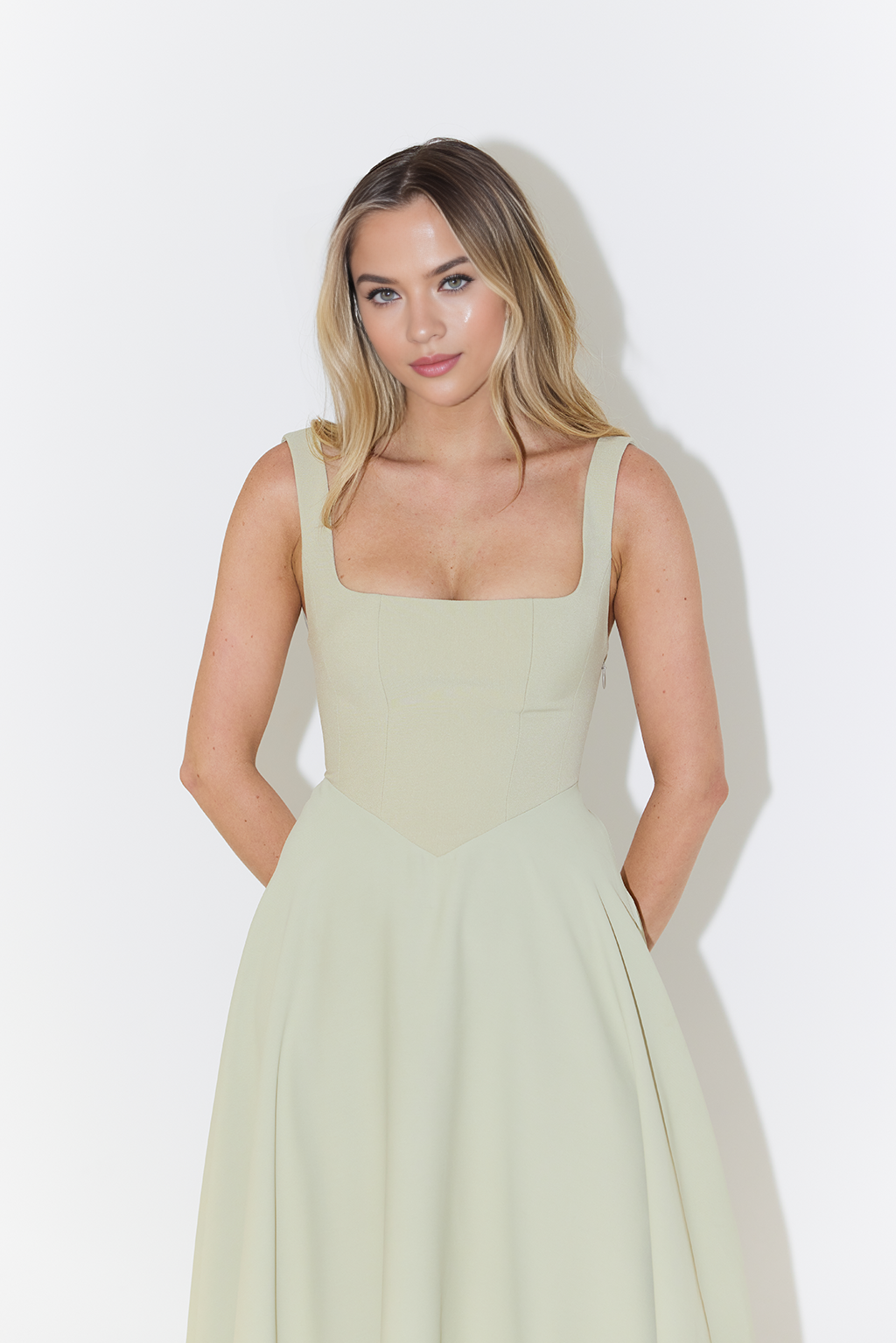 Muse Low Waist Square Neck Midi Dress(BUY 2 FREE SHIPPING)