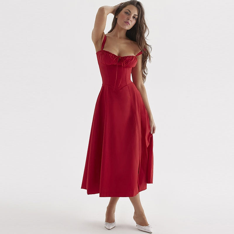 Suspender Strap Ruched Bustier Sun Dress(BUY 2 FREE SHIPPING)